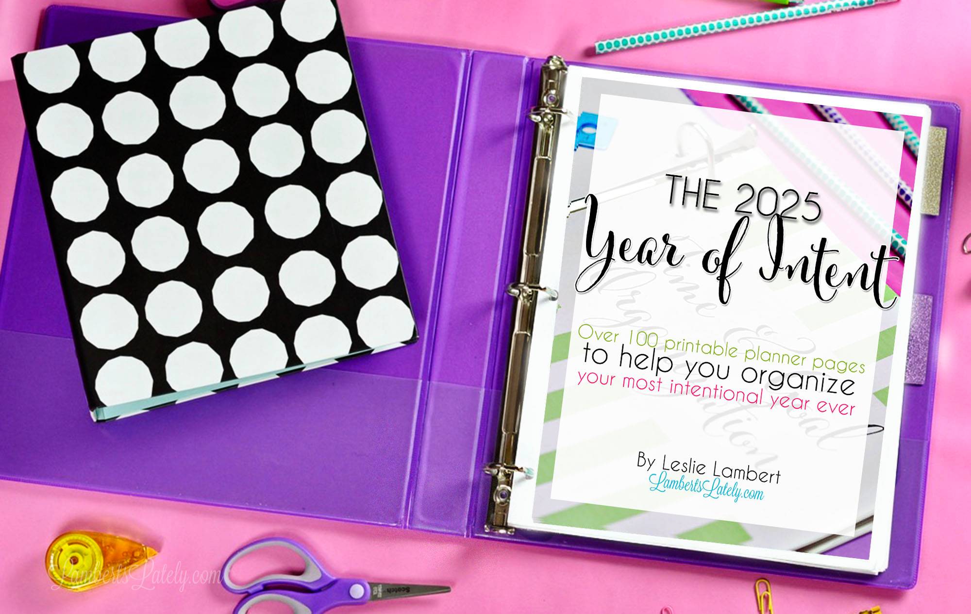 2025 year of intent cover in a notebook.