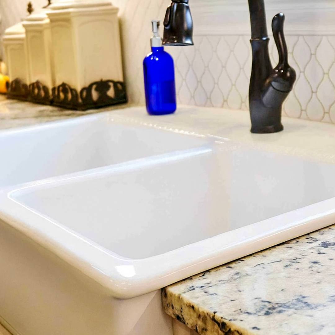a porcelain kitchen sink.