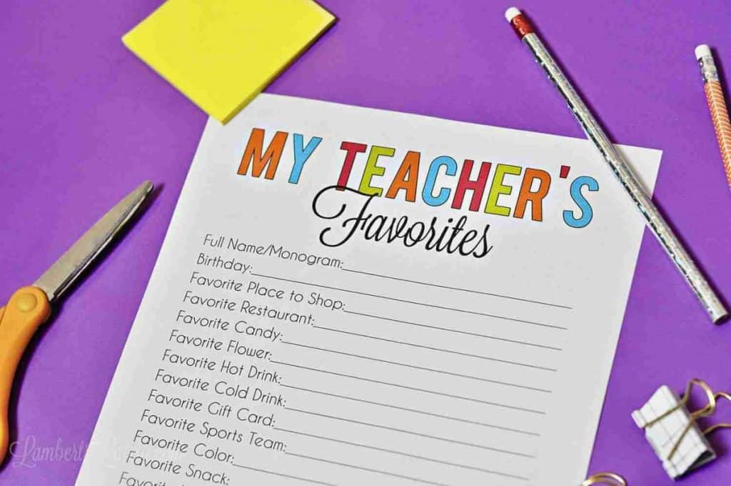 my teacher's favorites printable.