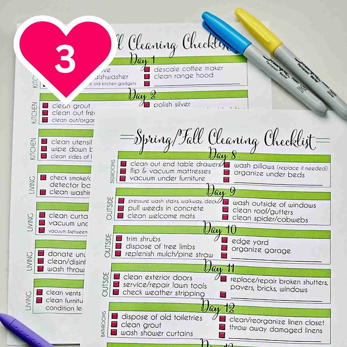 #3 - two spring/fall cleaning checklist printables.