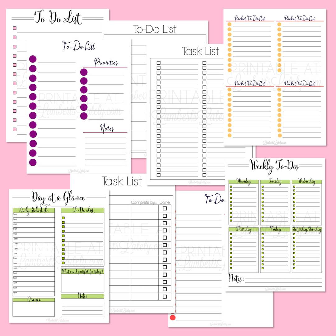 collage of to do list printables.