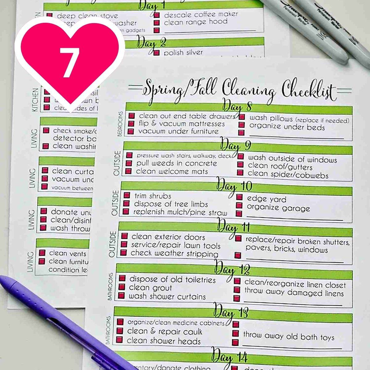 #7 - spring/fall cleaning checklist printable.