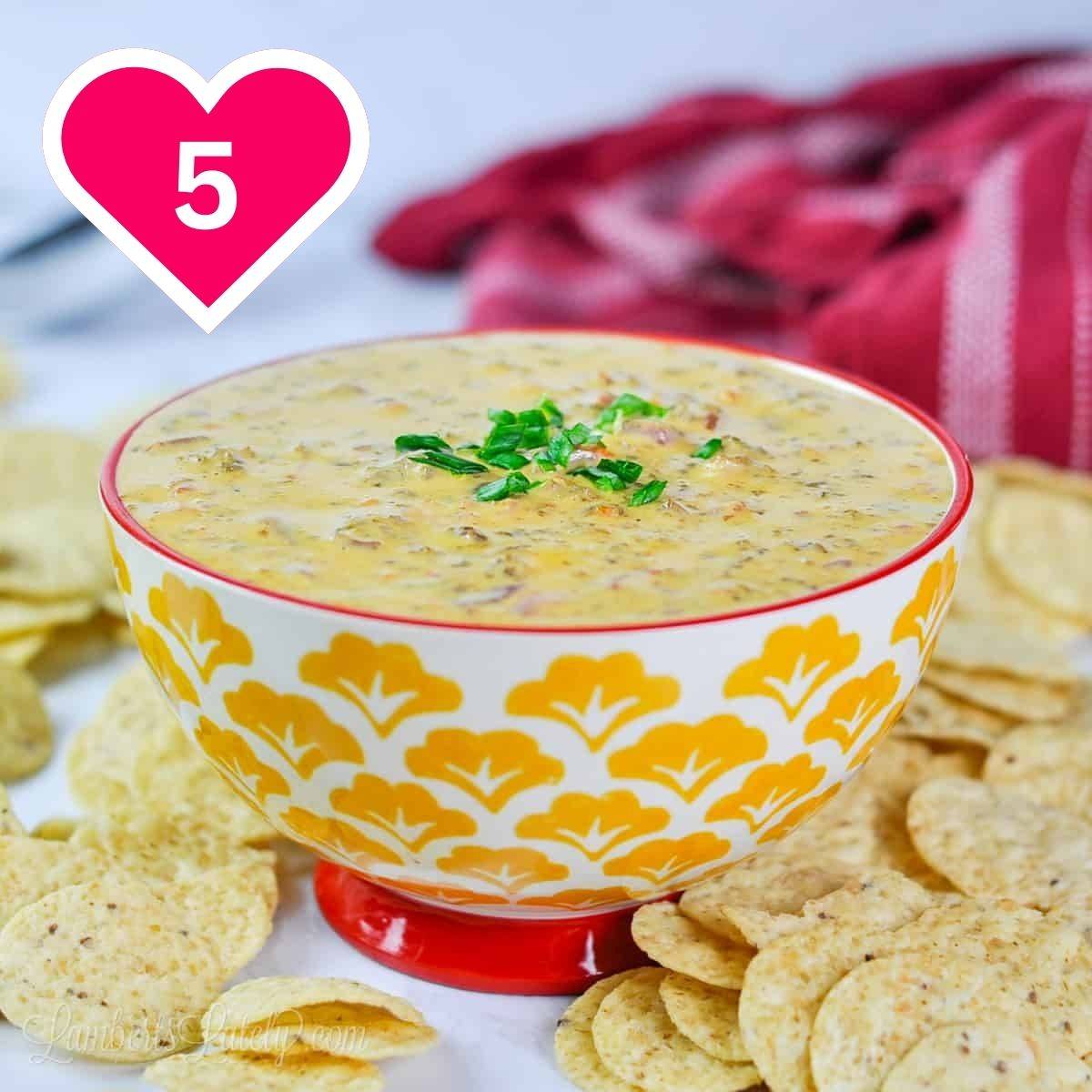 5 - rotel dip in a bowl.