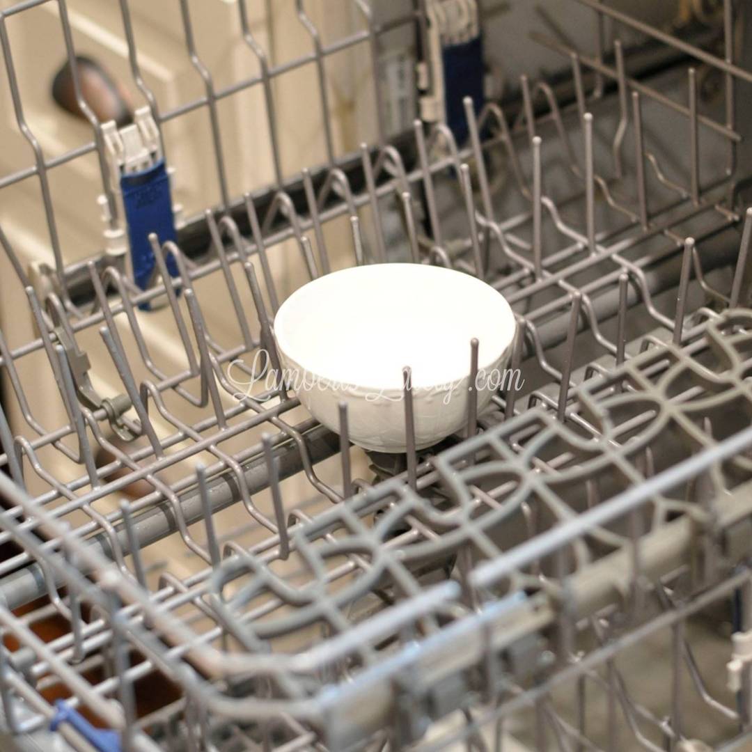 top dishwasher rack with a bowl.