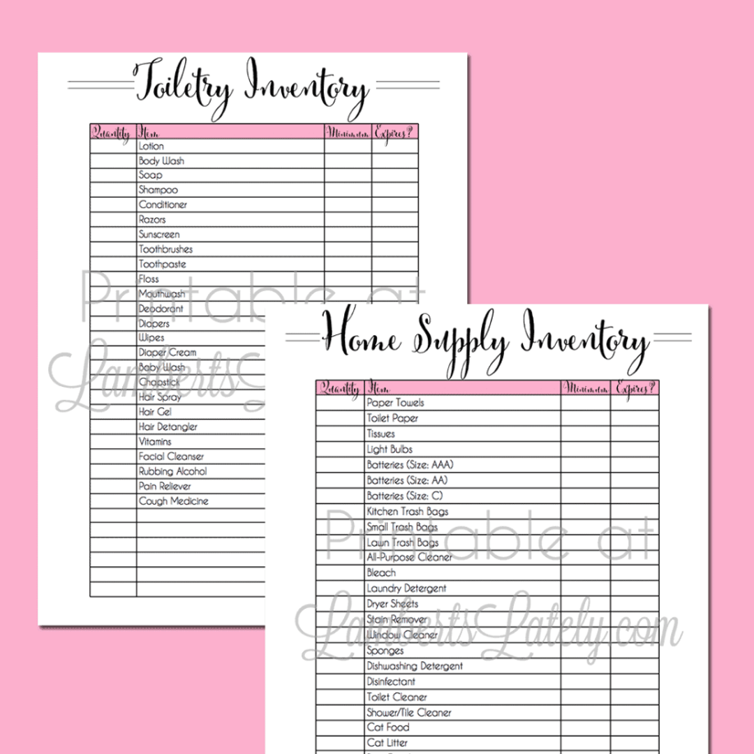 2 home supply management printables.