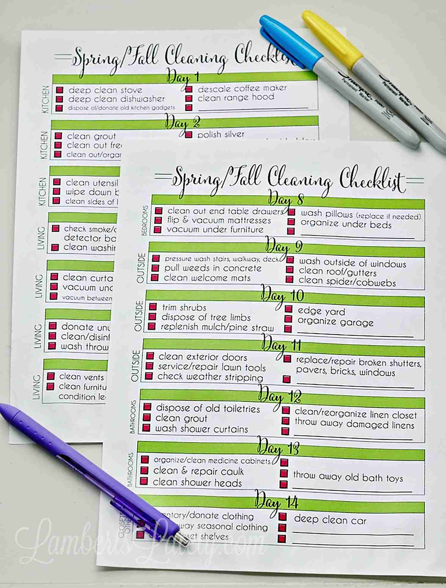 spring cleaning checklist printables.