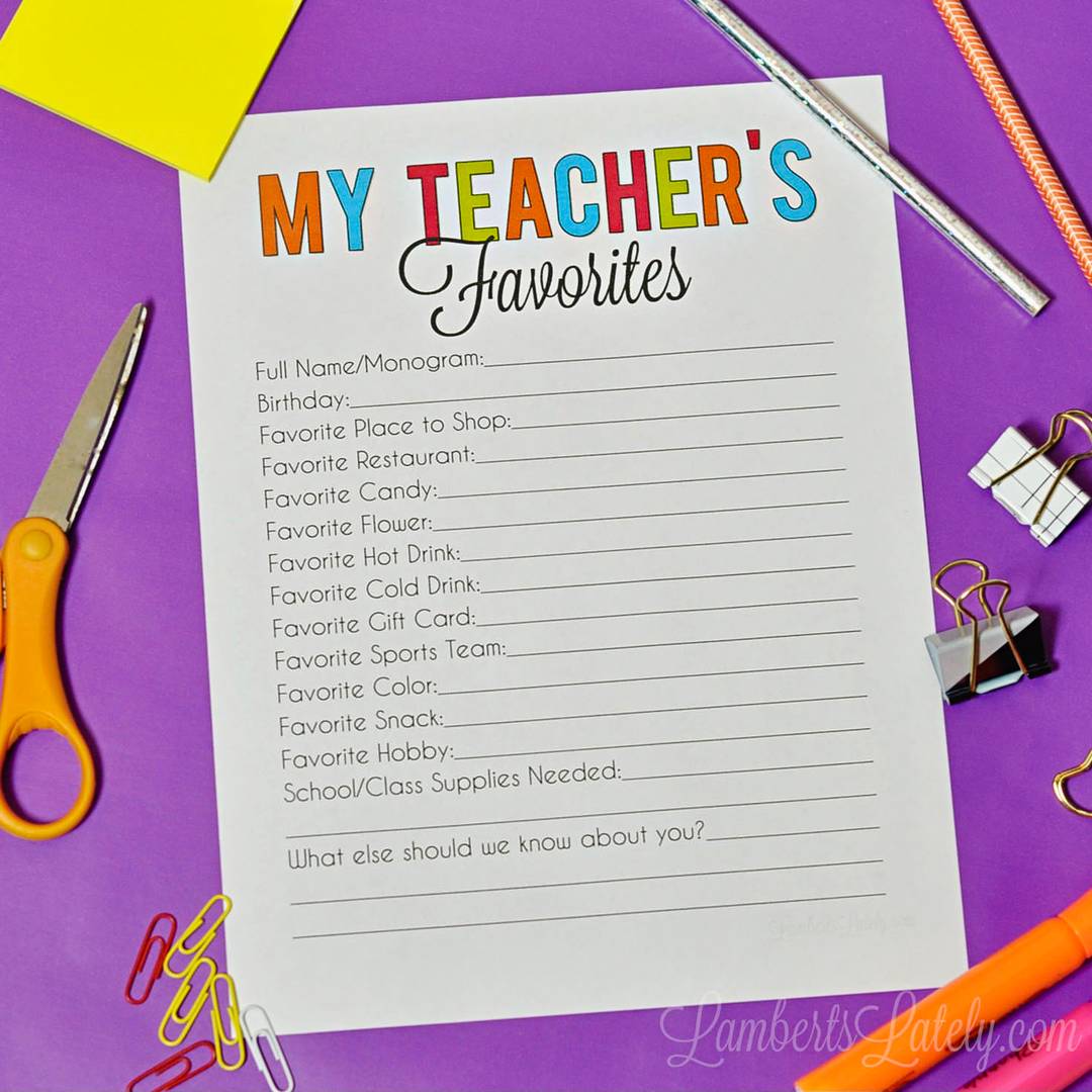 my teacher's favorites printable form.