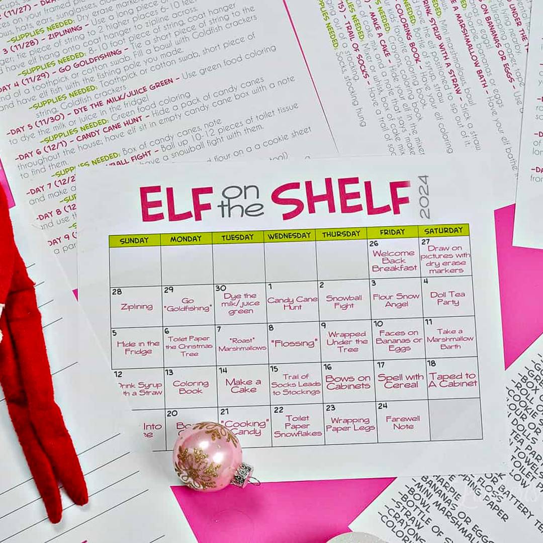 elf on the shelf printables, next to an elf.