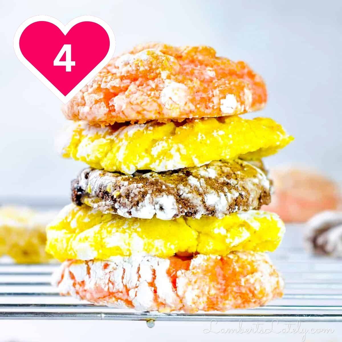 #4 - stack of various flavors/colors of cool whip cookies.