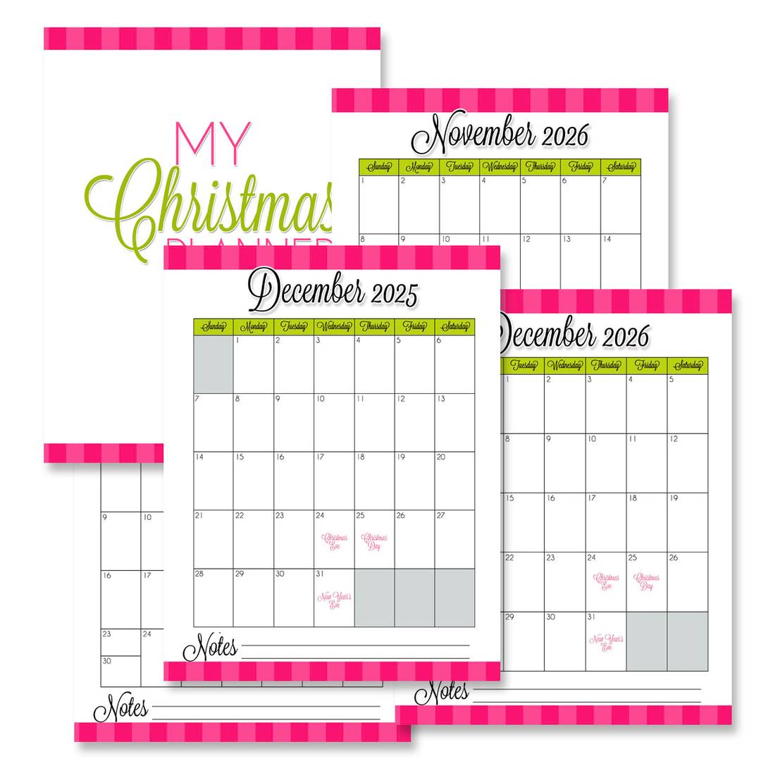 collage of christmas planner printables.