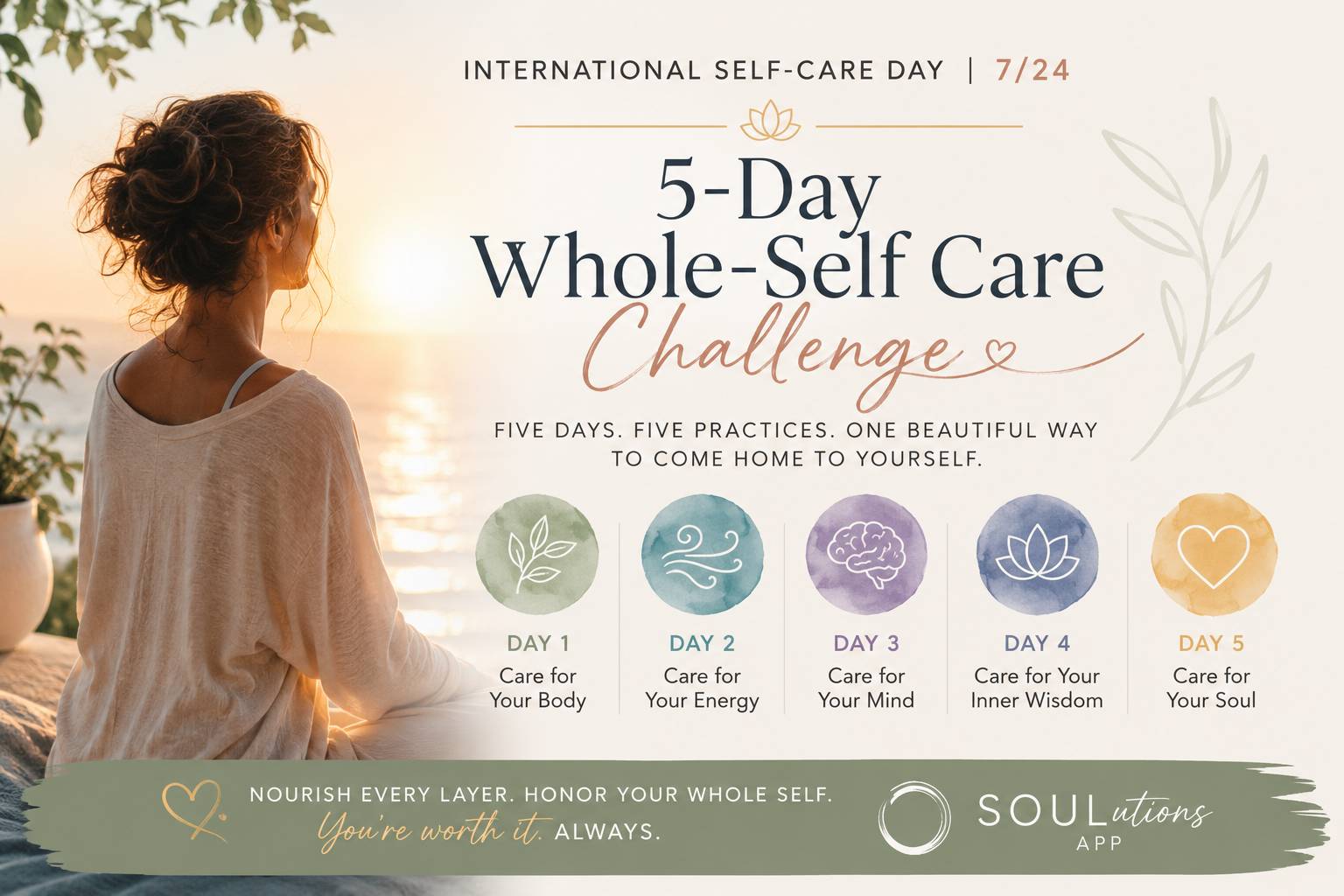 5-day whole-self care challenge with SOULutions App