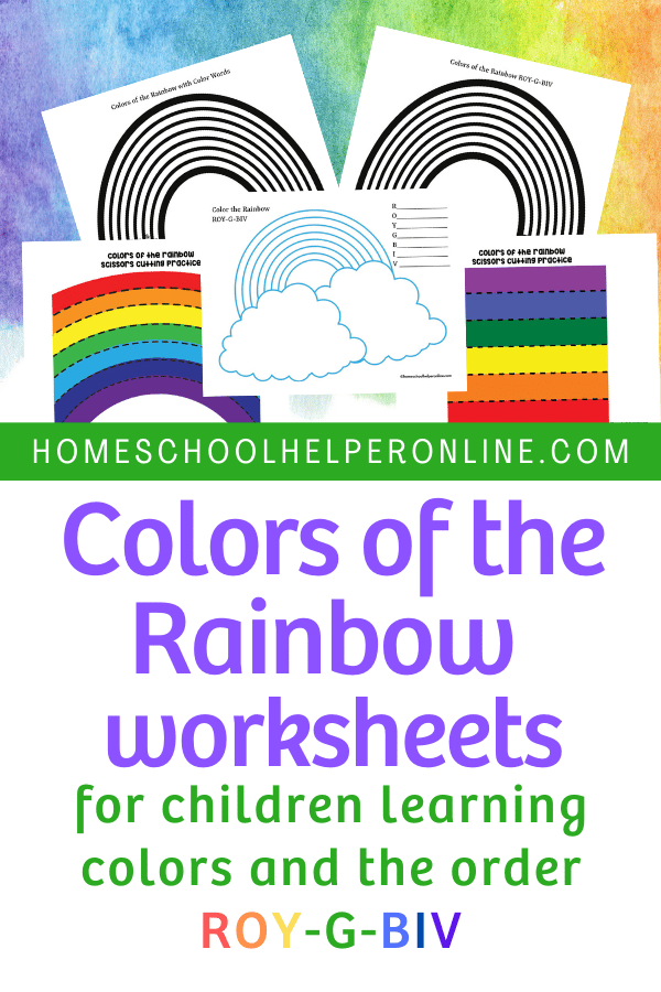 colors of the rainbow worksheets for homeschooling free printables
