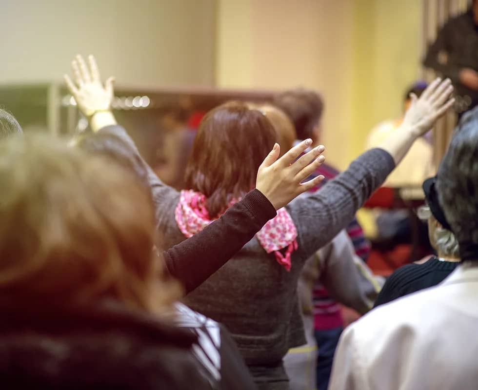 People warming-up for a choir rehearsal