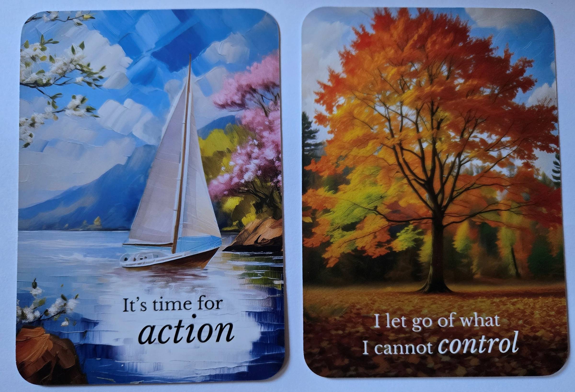 Photograph of two cards drawn from a deck. 