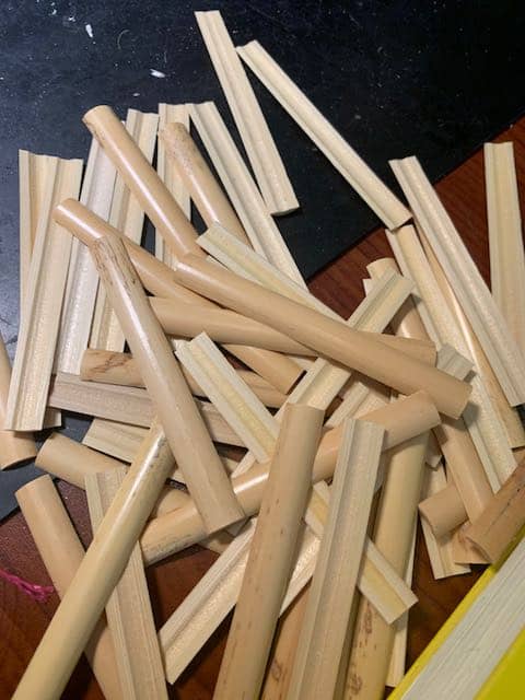 A pile of pre-gouged cane