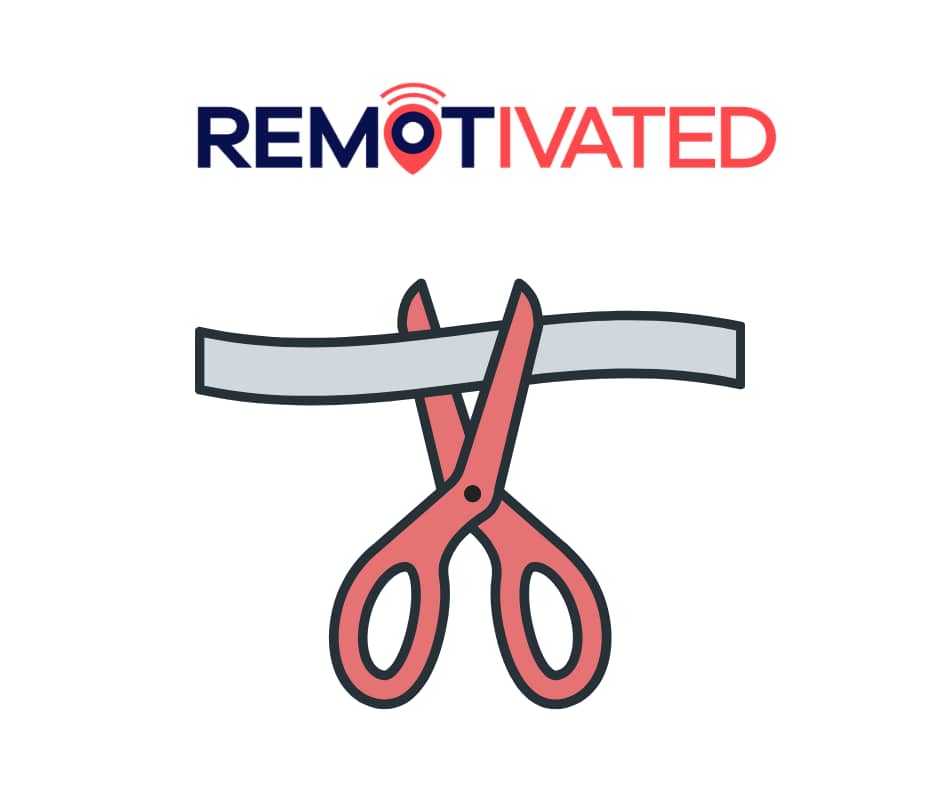 Remotivated logo and scissors cutting a ribbon