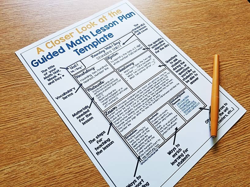 Guided Math Lesson Plan Template Thrifty in Third Grade