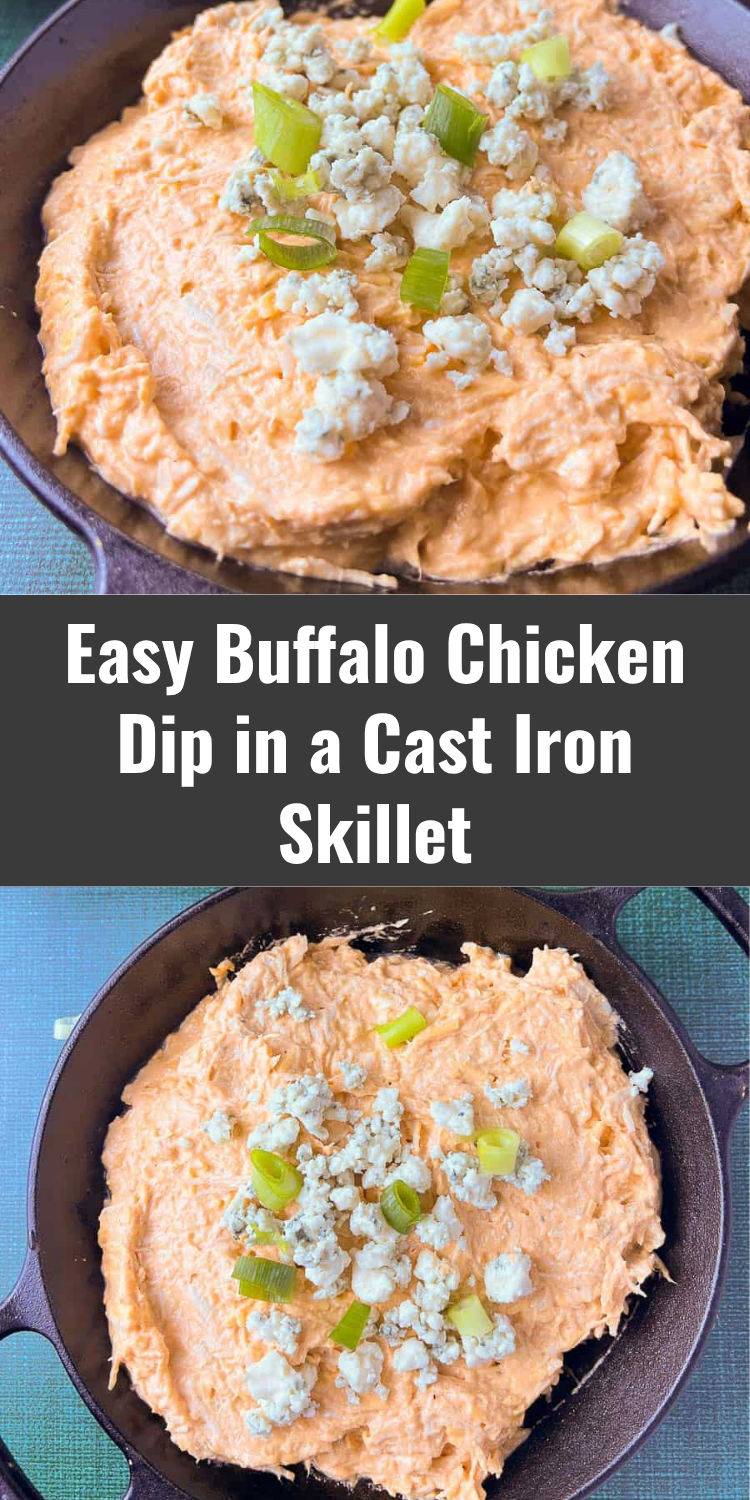 This Buffalo Chicken Dip Recipe is creamy, spicy, and totally addictive! Made with tender cream cheese chicken, Franks Buffalo sauce, and plenty of melted cheese, this Easy Buffalo Chicken Dip bakes perfectly in a cast iron skillet for that bubbly golden finish. Whether you call it Chicken Buffalo Dip, Spicy Buffalo Chicken Dip, or simply the Best Buffalo Chicken Dip, this crowd-pleasing game day food is the ultimate choice for football snacks and parties. Serve with chips, celery sticks, or crackers — everyone will want the recipe!