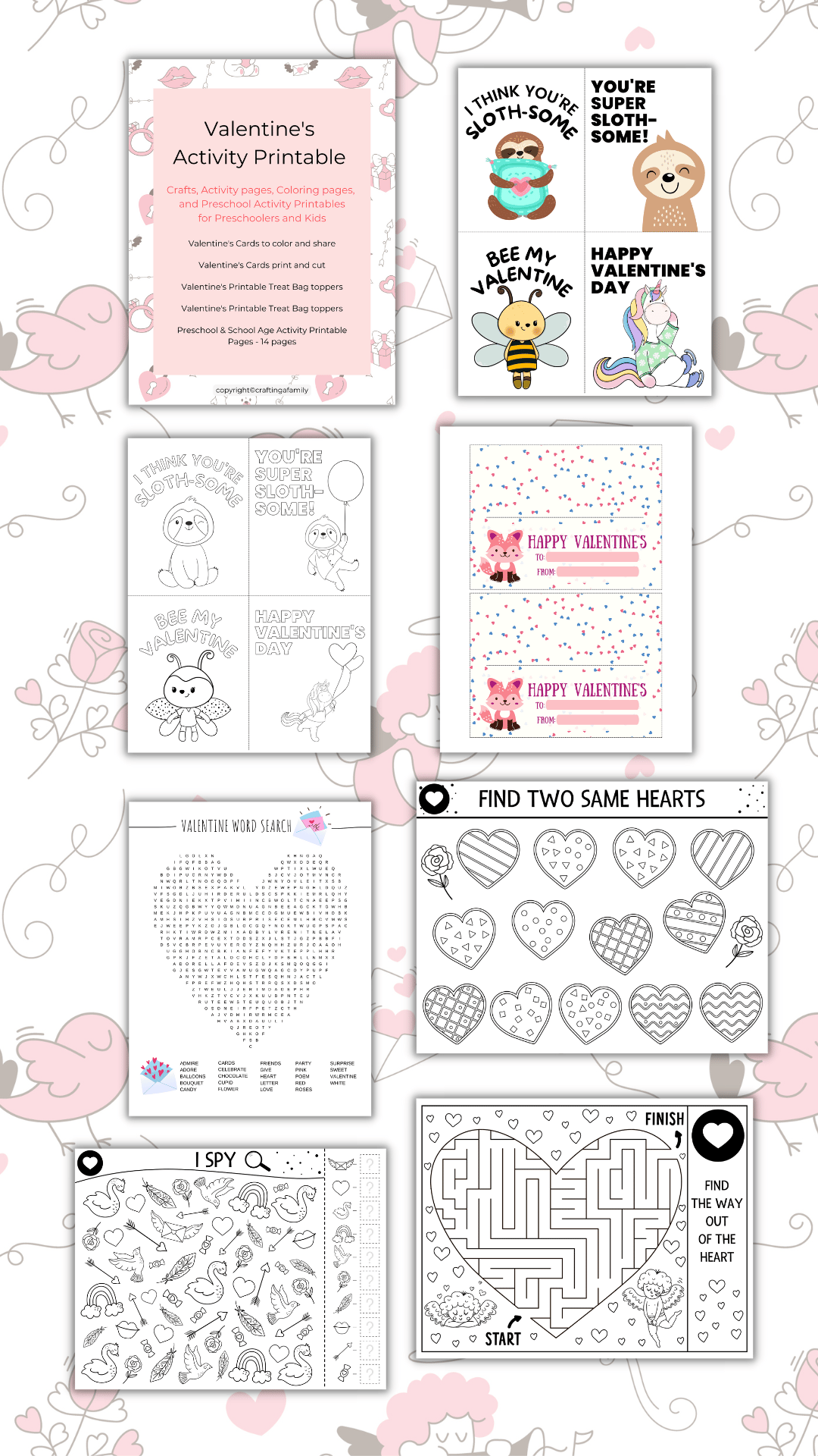 Valentines Activity Pages Printables for Preschool & School Kids