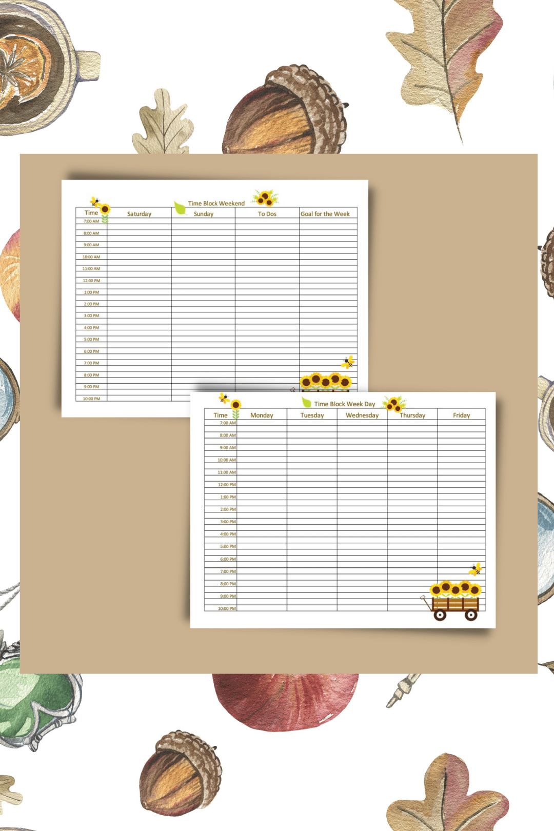 Sunflower time management worksheet