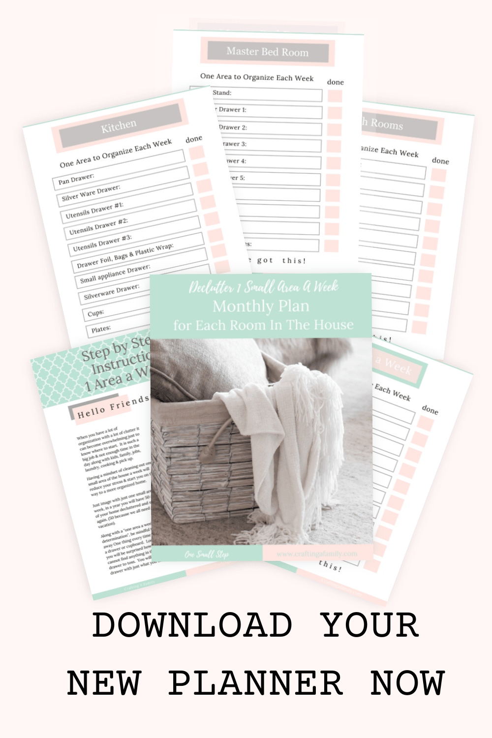  Declutter 1 Small Area a week Checklists & Monthly Calendars