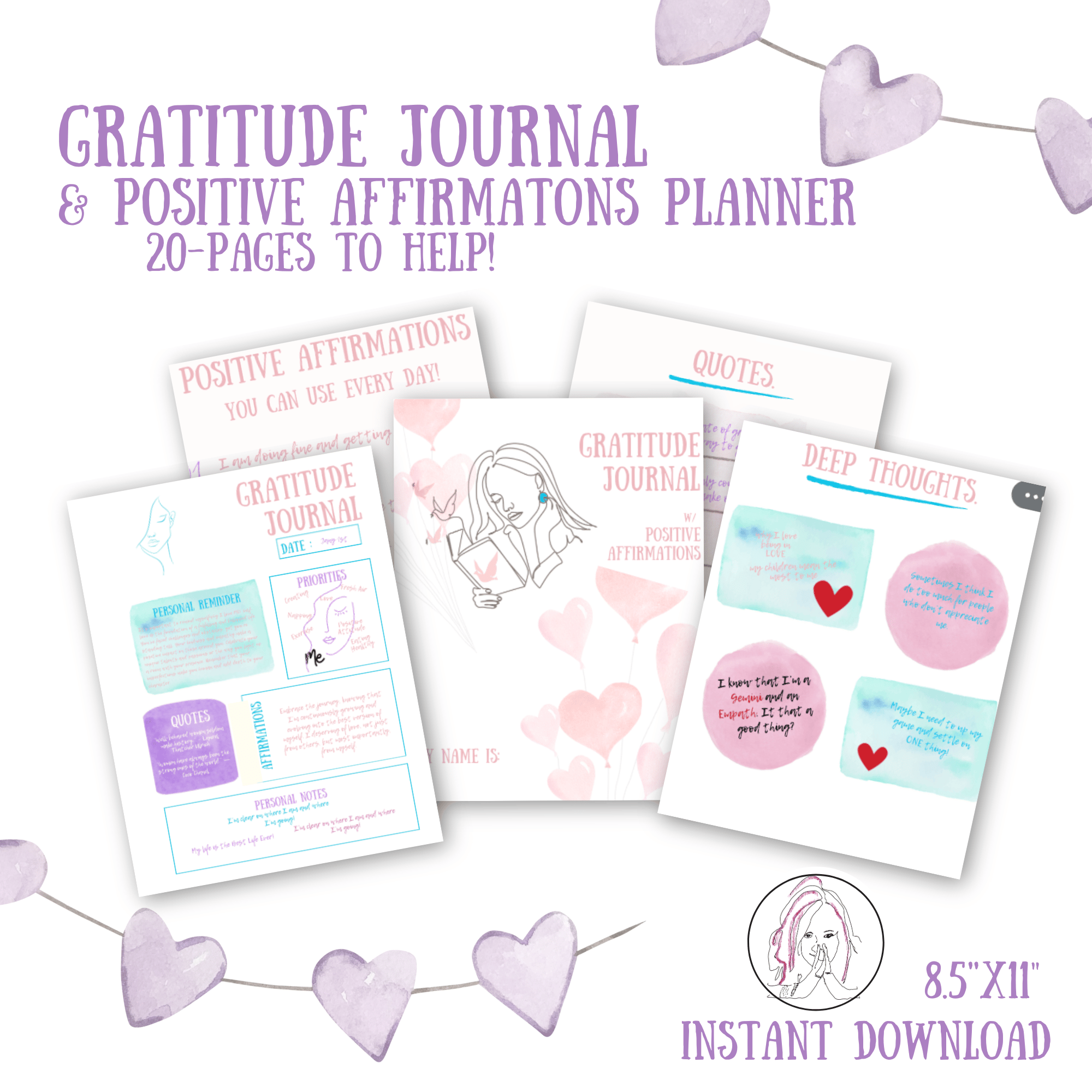 Gratitude Planner w/ Positive Affirmations