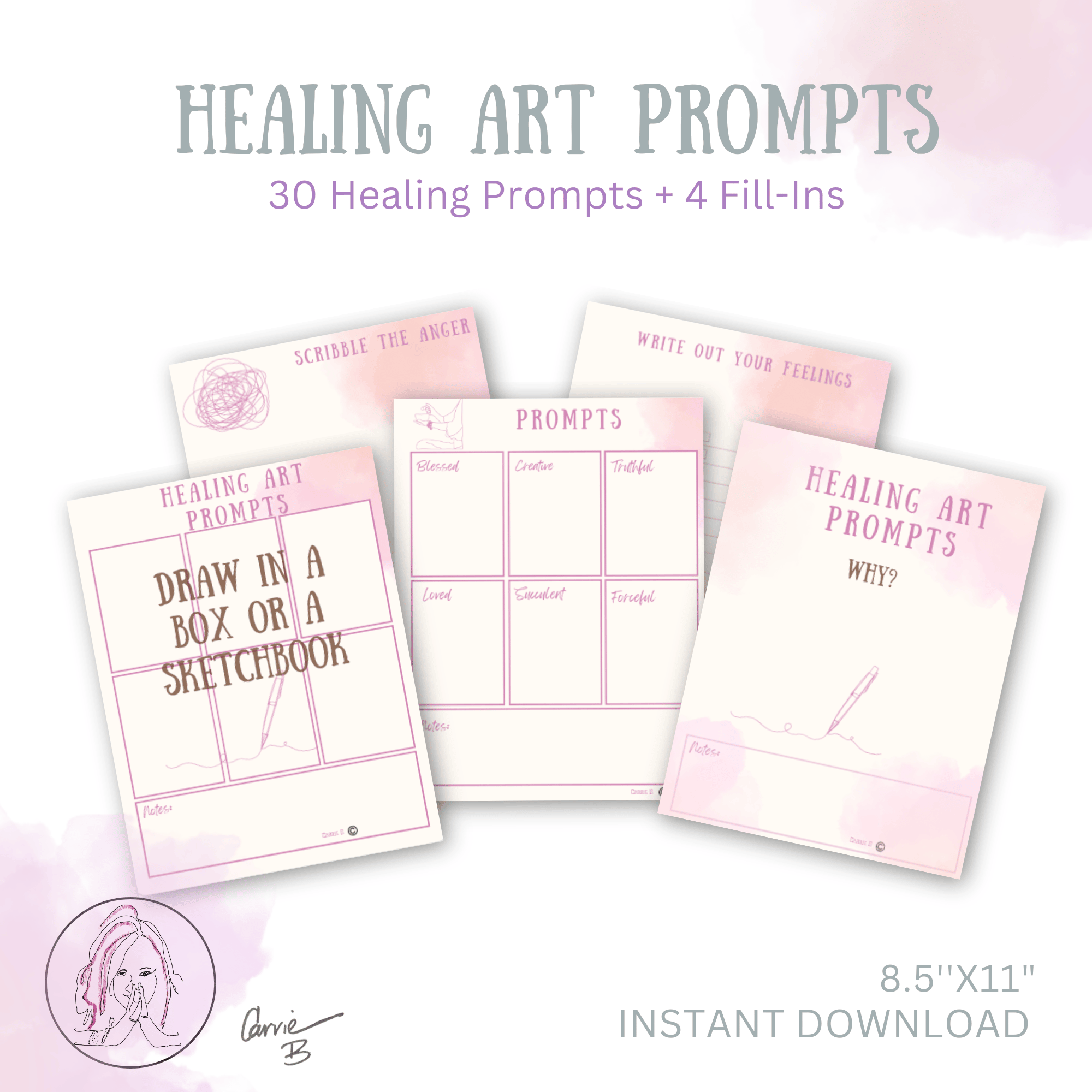 Healing Art Prompts + Coloring Pages