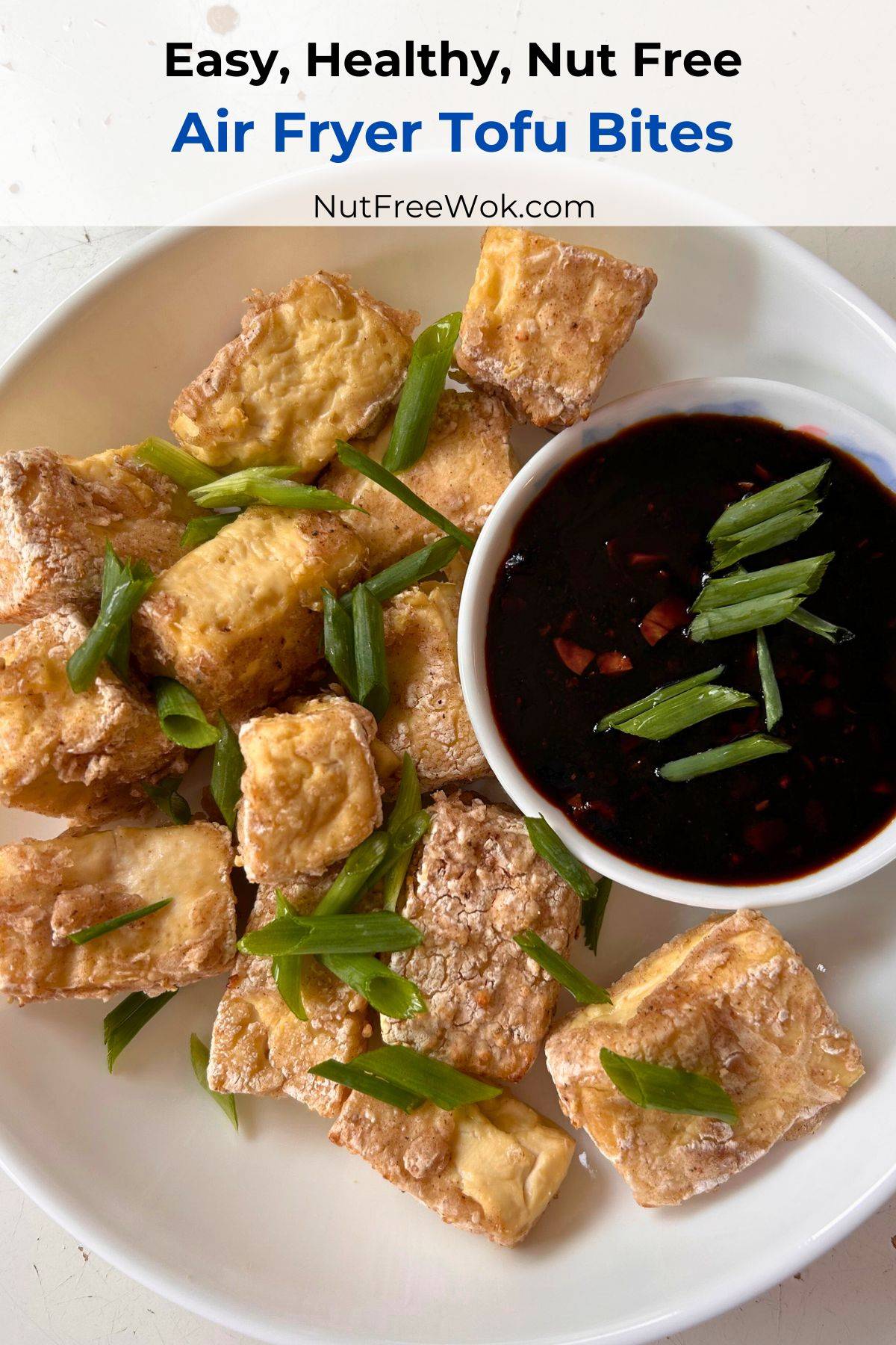 air fryer tofu bites served with sauce on the side