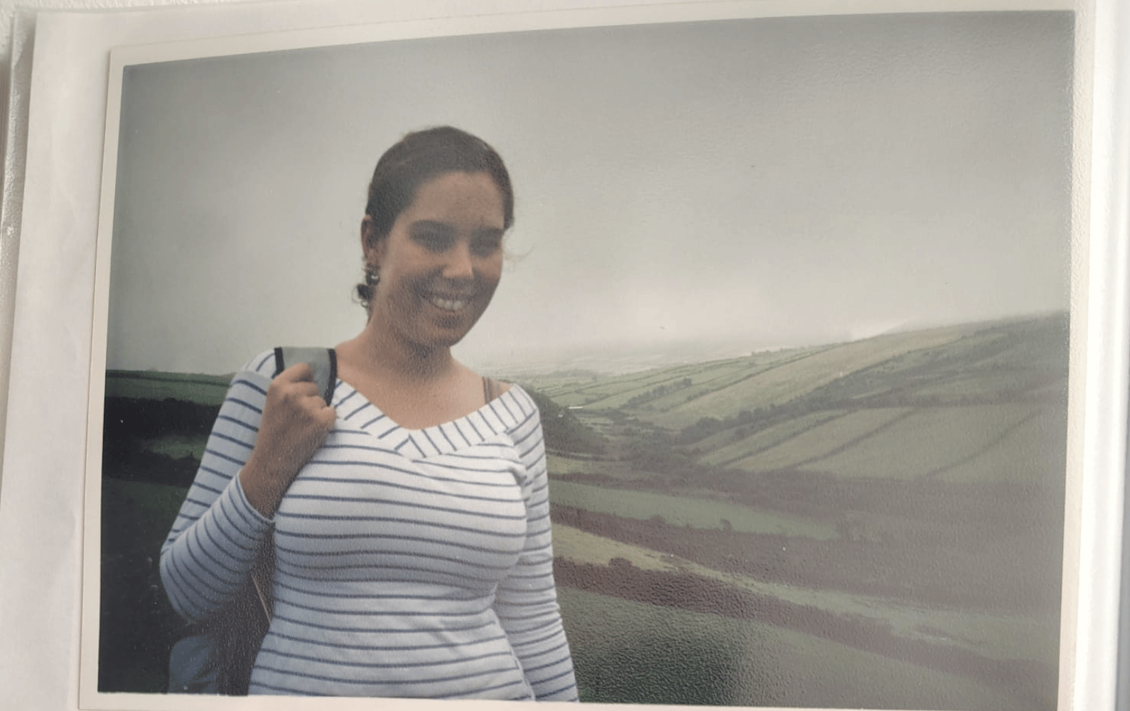 Ana Martin in Ireland next to fields