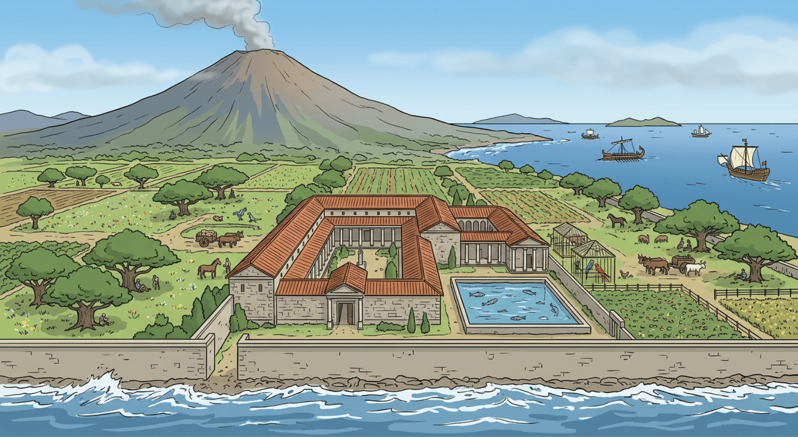 generated image of a view of villa near Pompeii