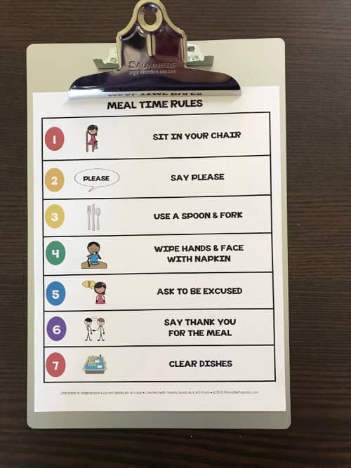 Meal Time Rules Printable