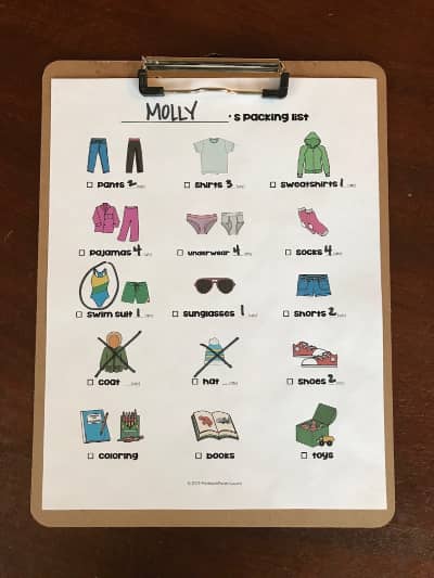 packing list printables