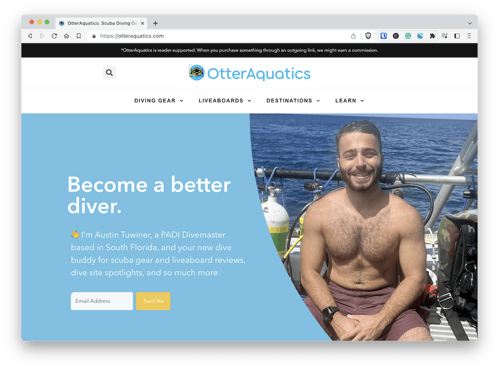 New OtterAquatics.com homepage