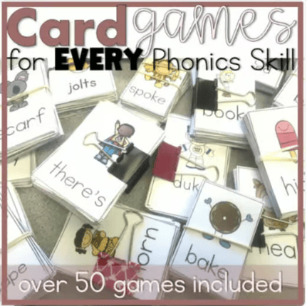 phonics card games, fun center activities
