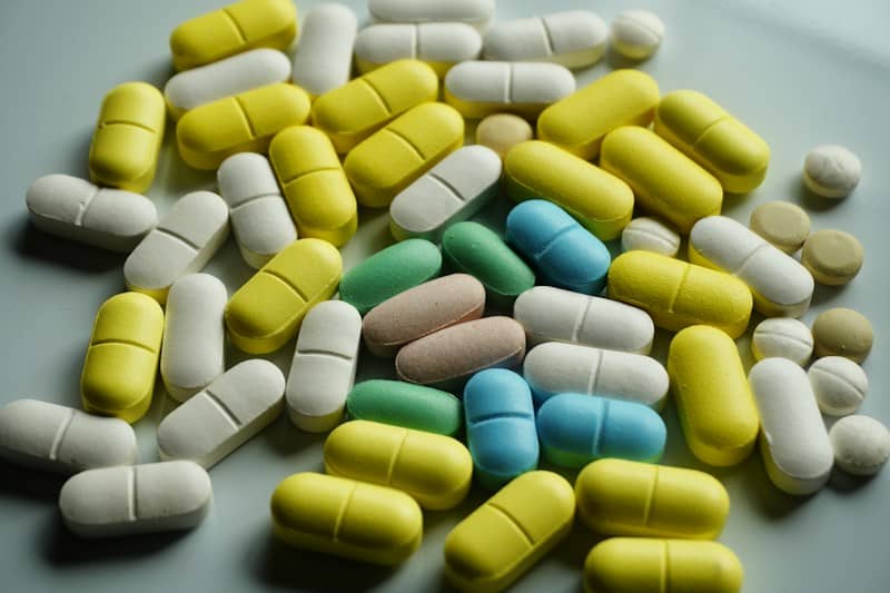 Assortment of colorful medical pills and capsules