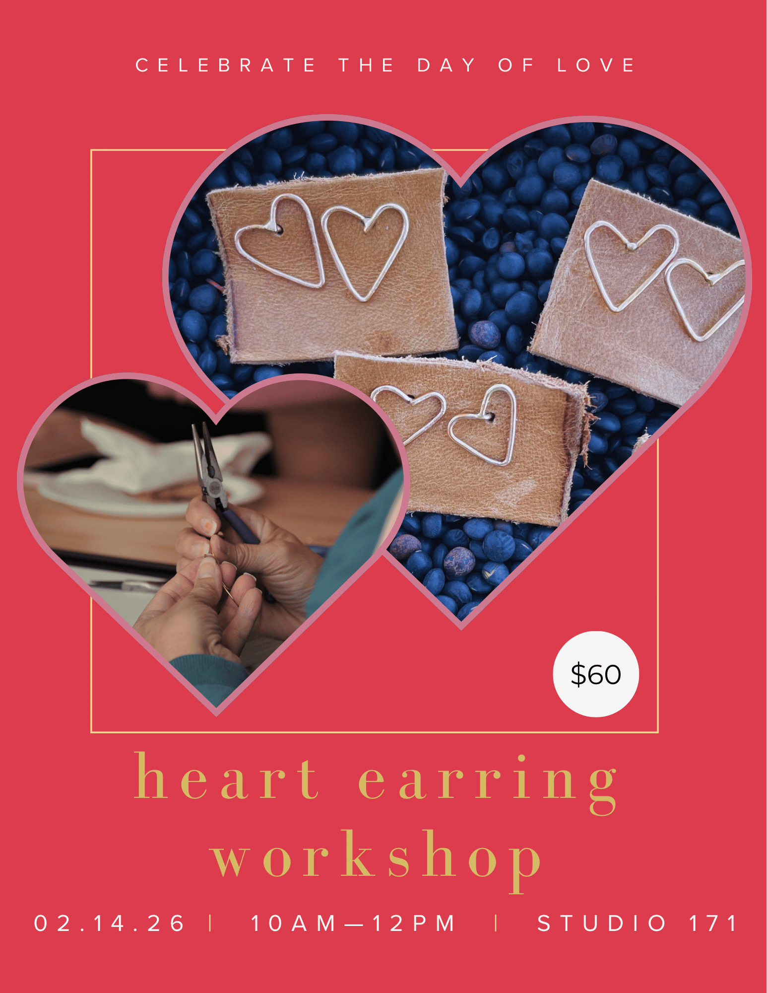 In Person Workshop: Sterling Silver Heart Earrings