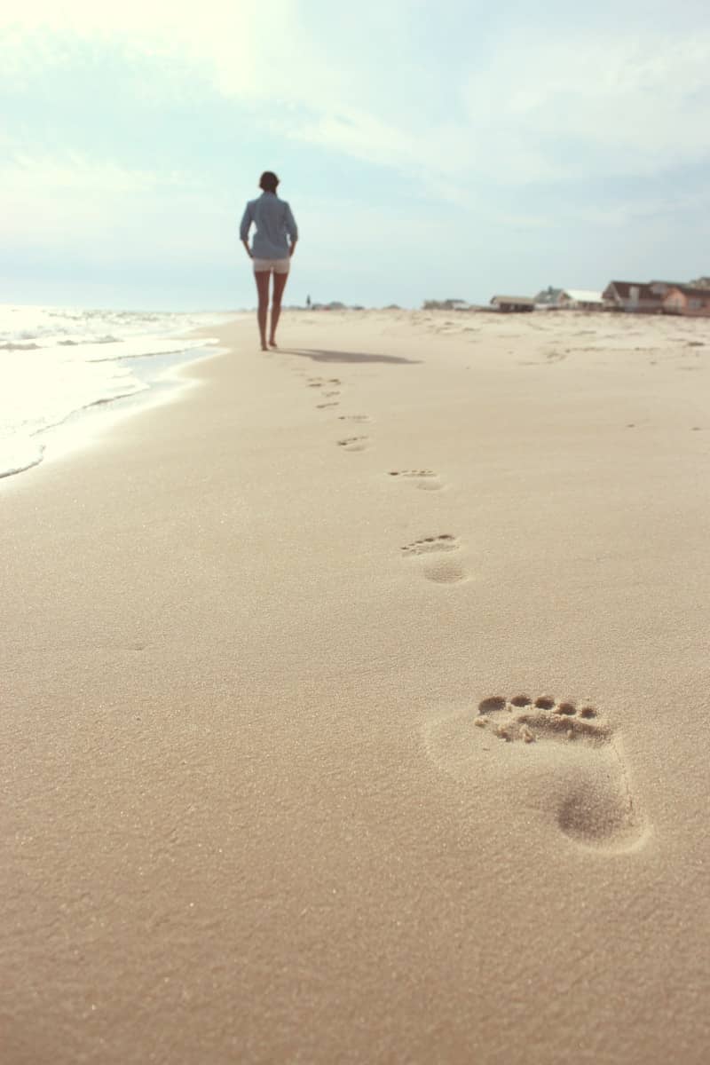 footsteps on beach