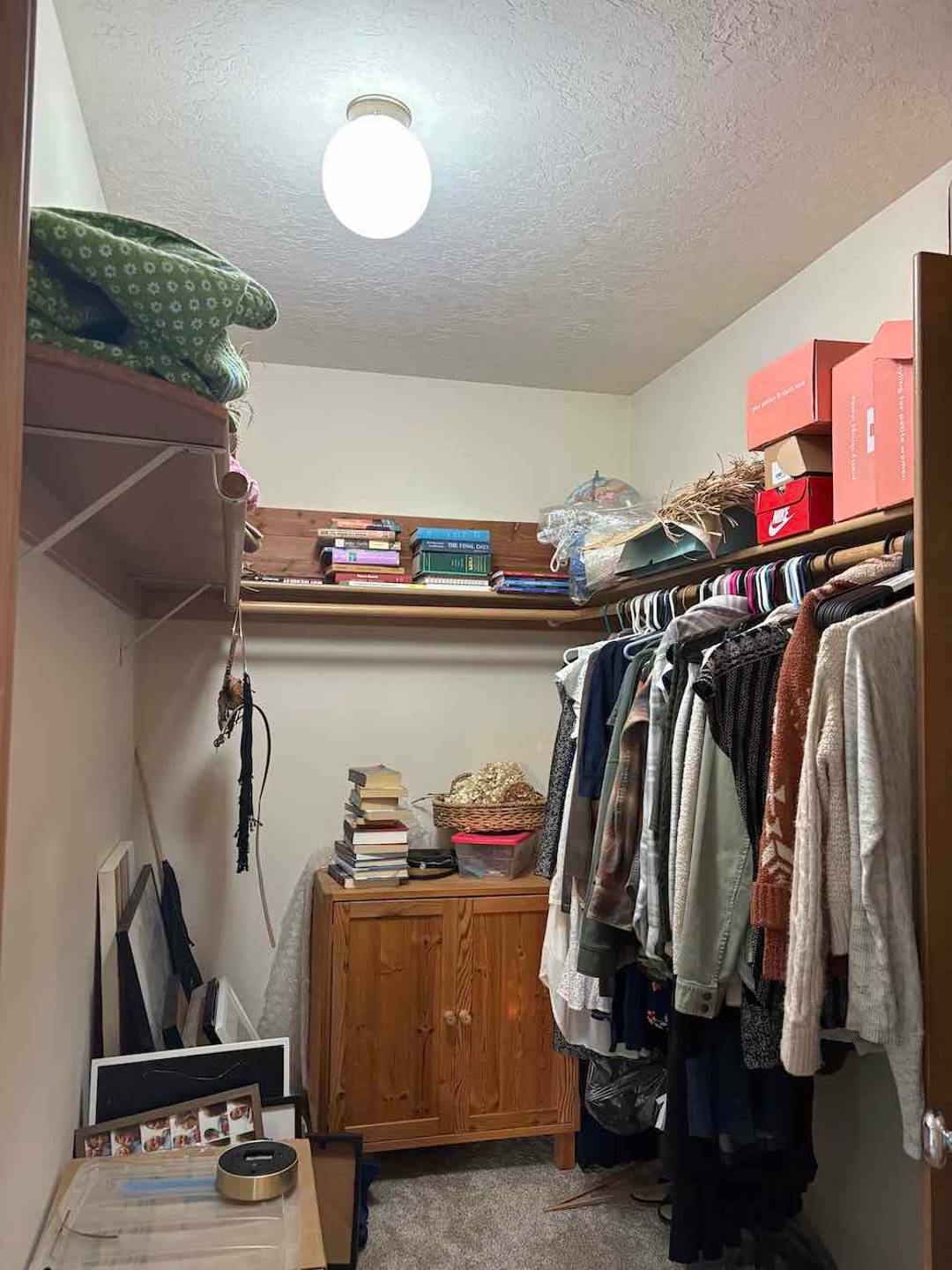 messy, outdated closet 