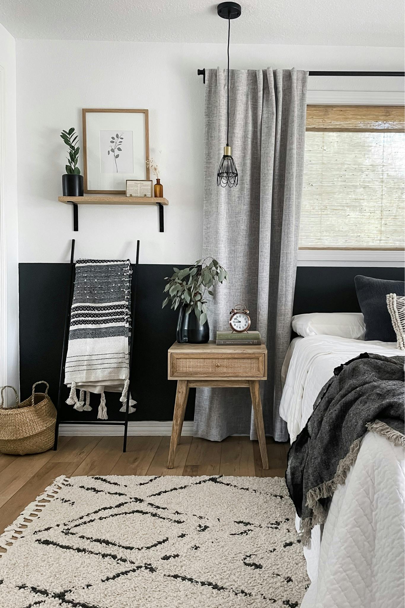 bedroom with neutral home decor