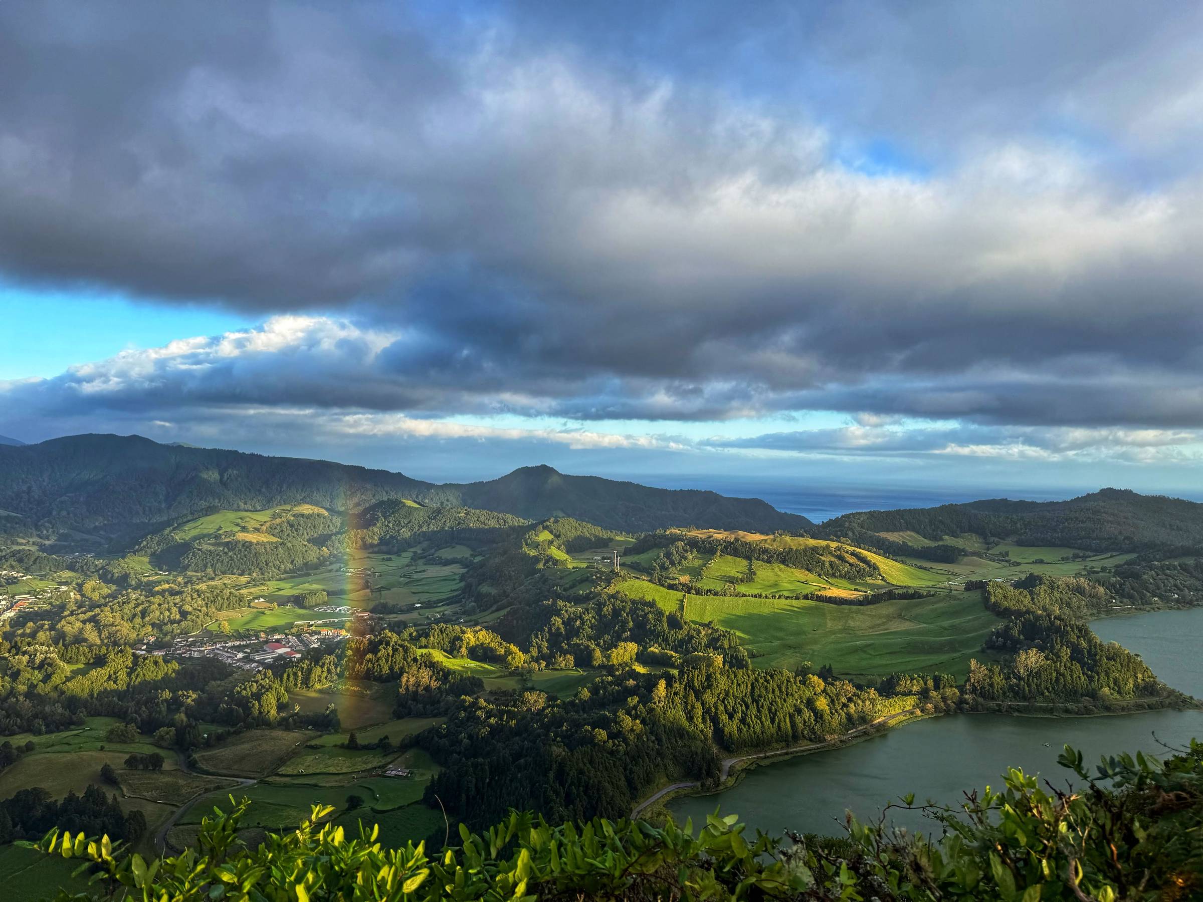 Azores rainbow and landscape 