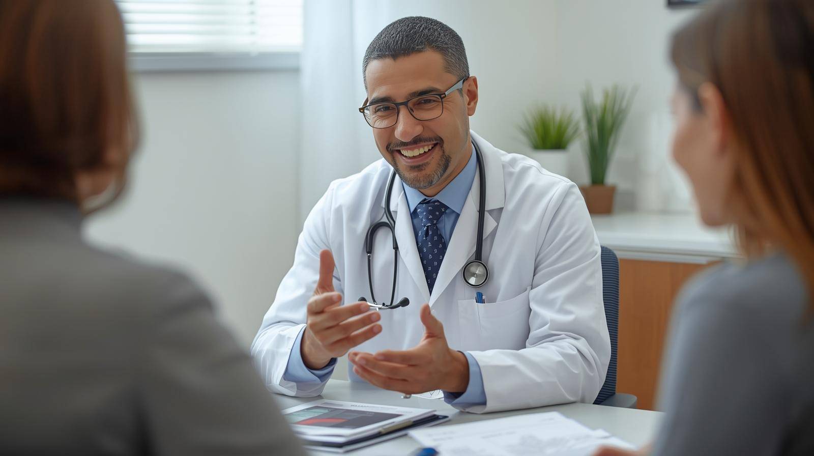 a doctor discussing the latest healthcare updates with his patients