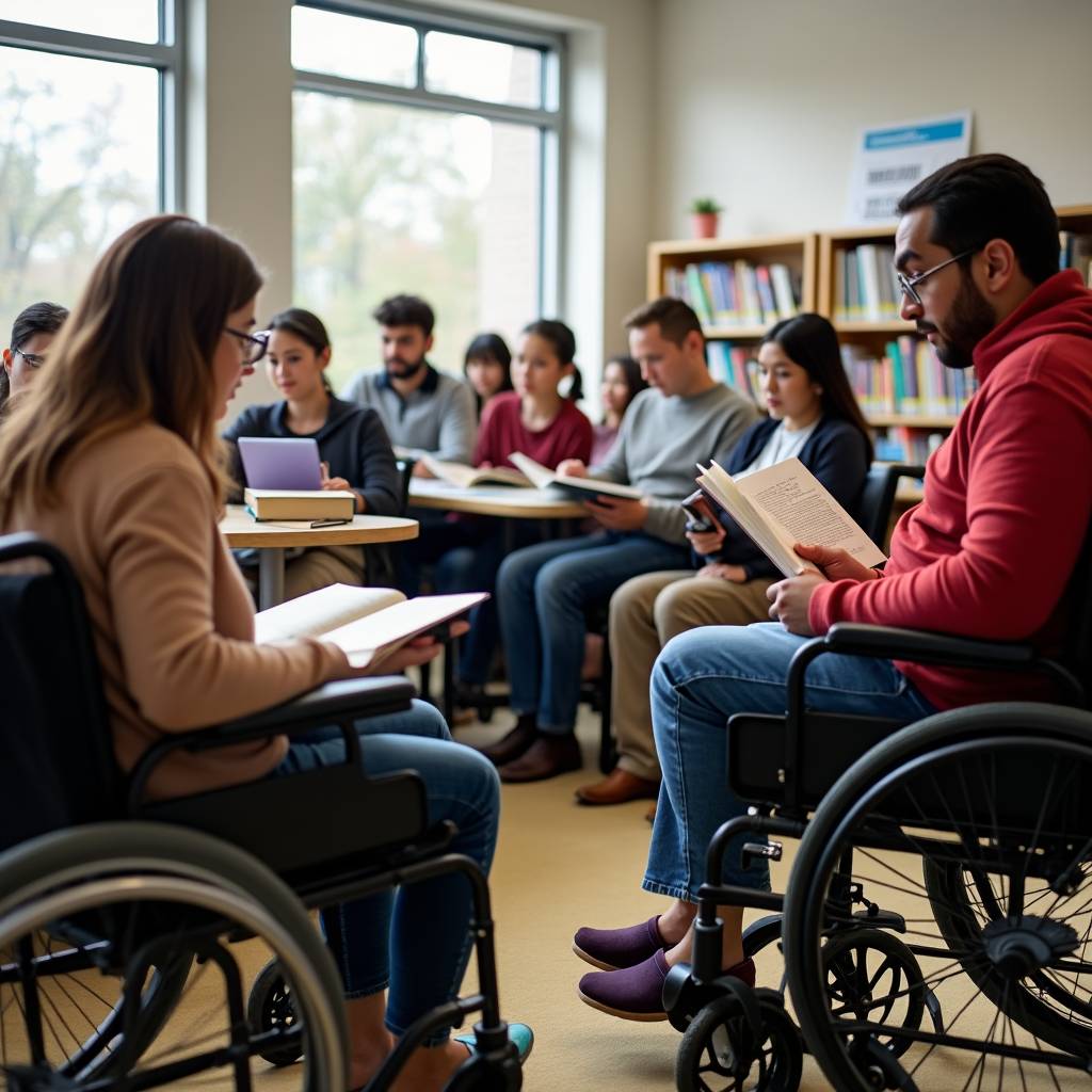 persons with disabilities at a theatre rehearsal meeting