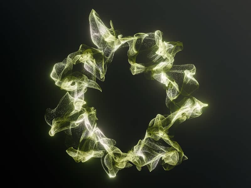 Abstract glowing green smoke forming a circular shape