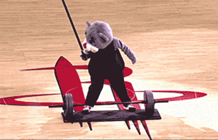 Mascot about to lift weights
