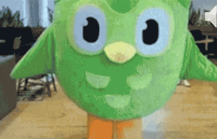 Duolingo brand mascot fall over