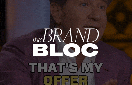 Shark Tank judge making an offer. The Brand Bloc logo.