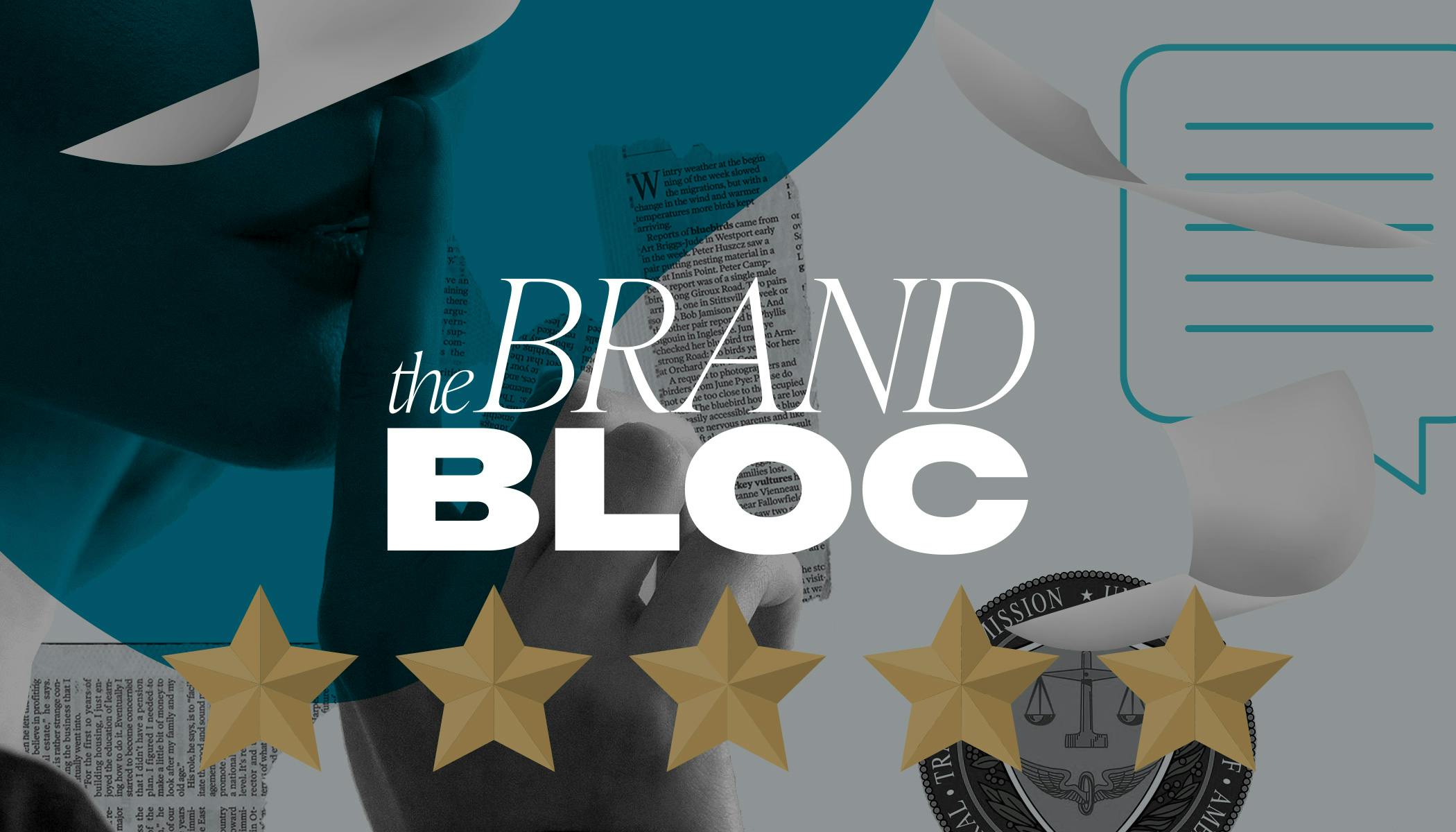 Customer review 5 stars with The Brand Bloc logo