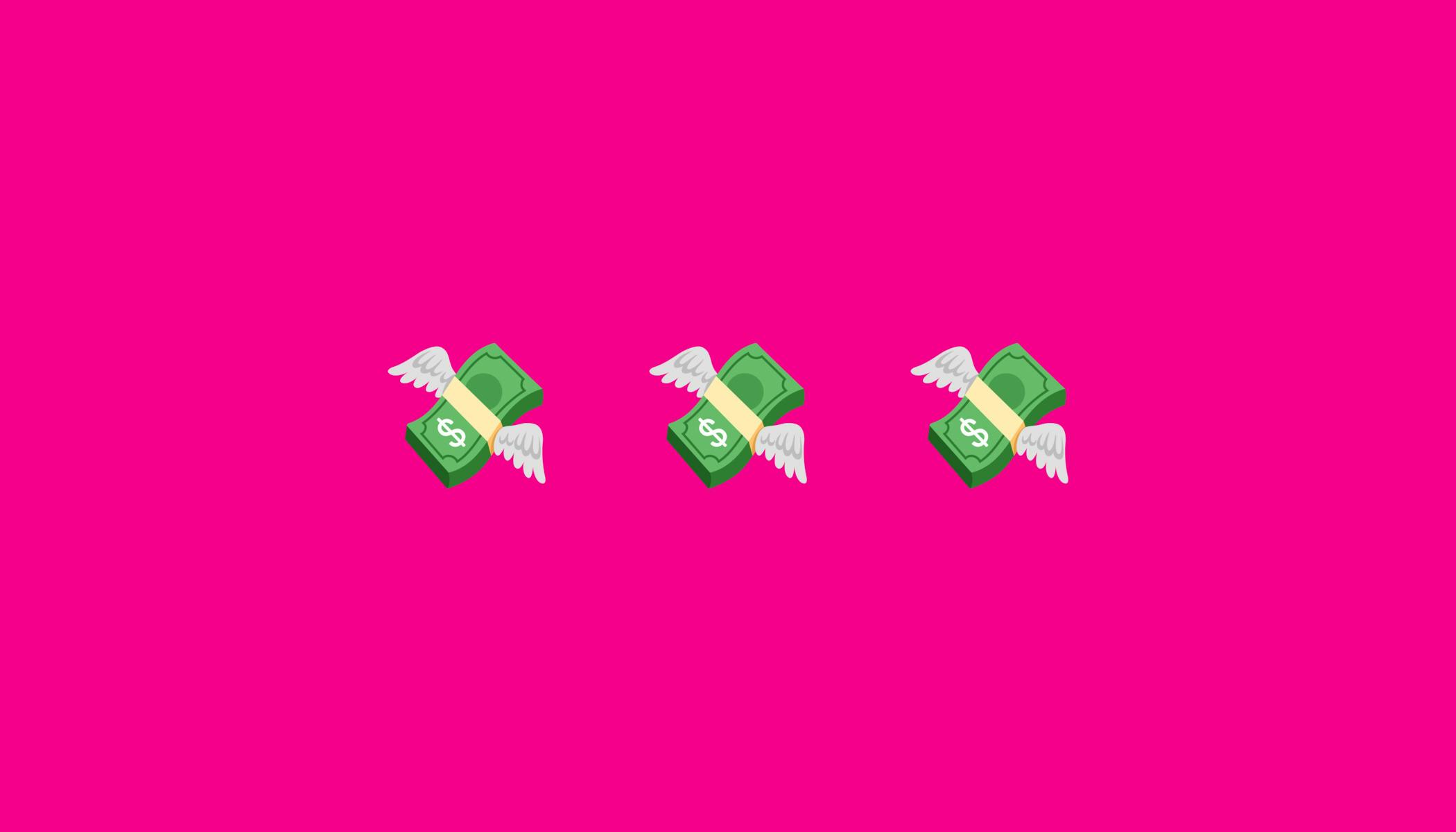 Dollar emojis on a Barbie pink background