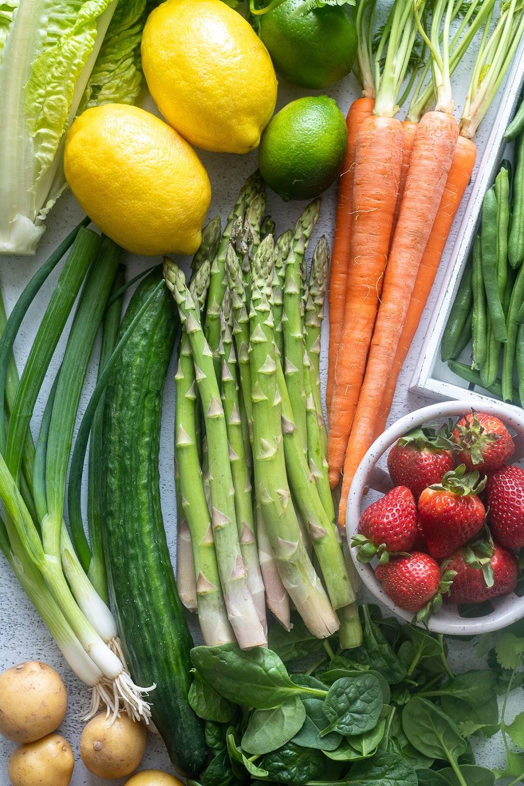Display of produce on a table