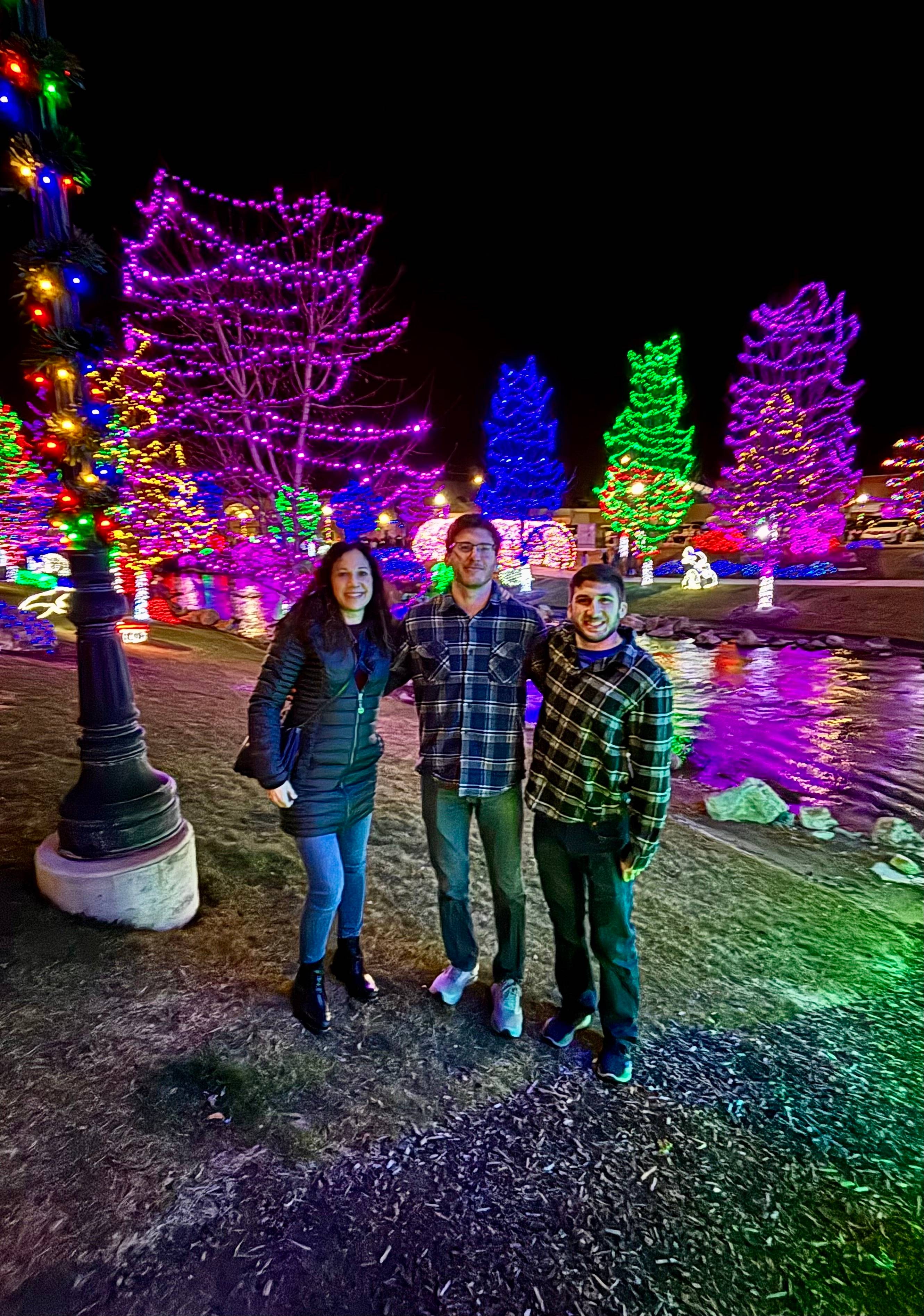 Marcie and boys at Caldwell lights